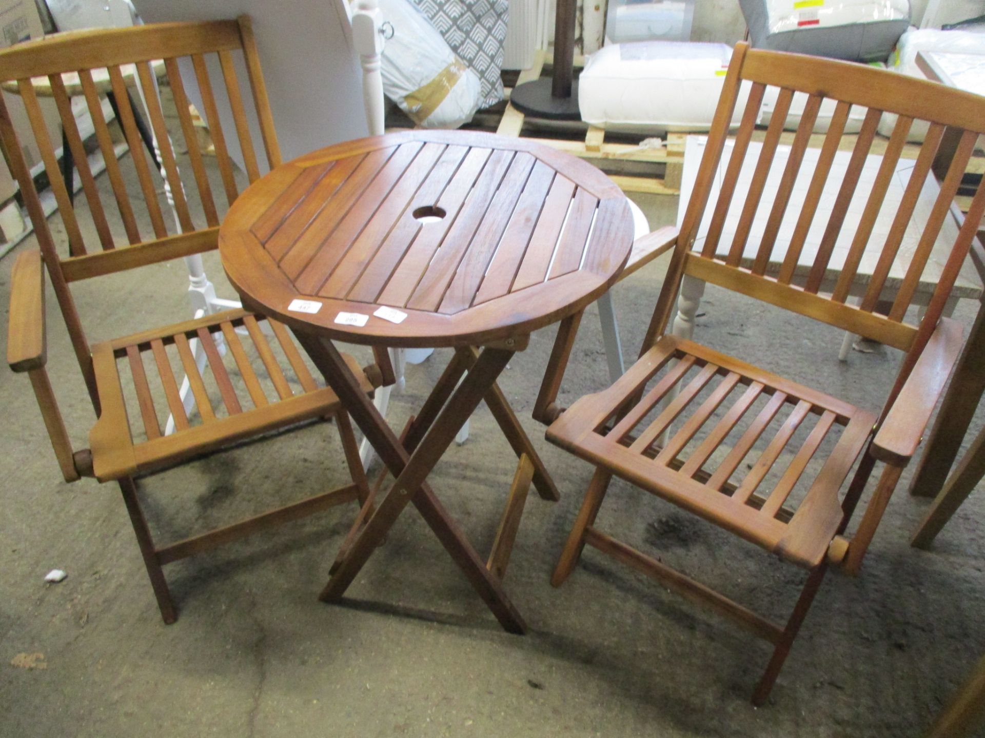 Wooden outdoor table and 2 chairs