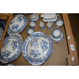 CERAMIC ITEMS INCLUDING THREE TUREENS AND COVERS AND SERIES OF CUPS AND SAUCERS MADE BY WOODS
