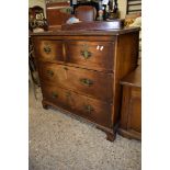 EARLY 19TH CENTURY WALNUT AND MAHOGANY FOUR DRAWER CHEST, 88CM WIDE