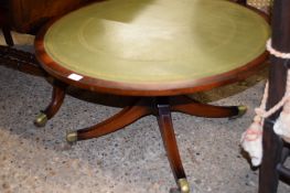 REPRODUCTION LEATHER TOP CIRCULAR COFFEE TABLE, 89CM DIAM
