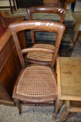 PAIR OF VICTORIAN BEDROOM CHAIRS WITH CANE SEATS