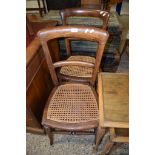 PAIR OF VICTORIAN BEDROOM CHAIRS WITH CANE SEATS