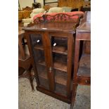 MAHOGANY GLAZED FRONT CABINET WITH PIERCED PEDIMENT, 47CM WIDE