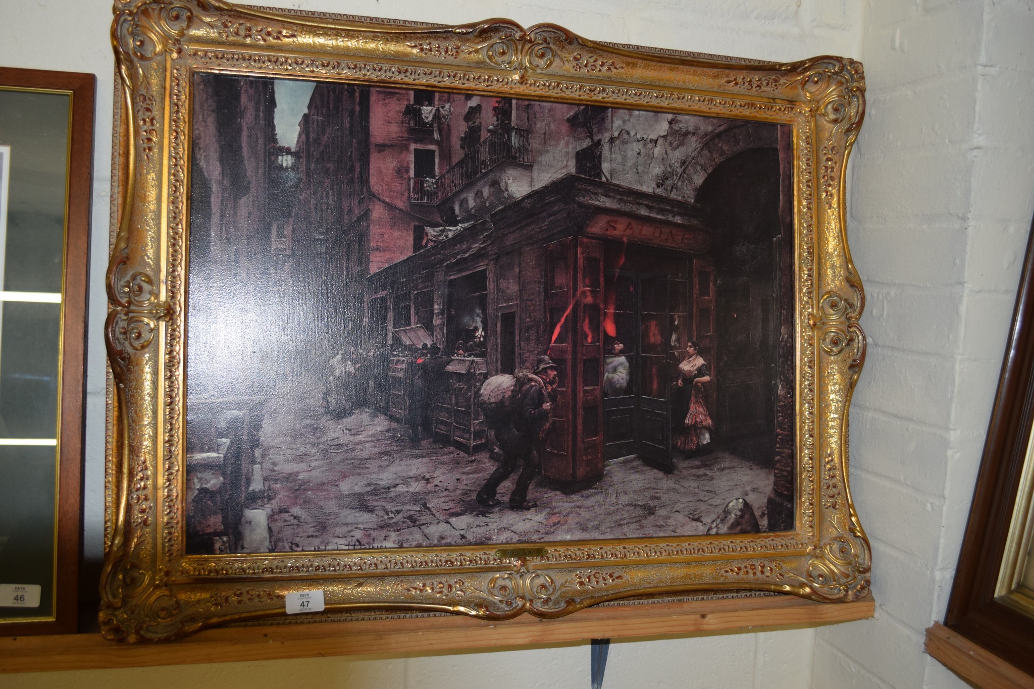 VICTORIAN STREET SCENE IN GILT FRAME