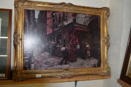 VICTORIAN STREET SCENE IN GILT FRAME