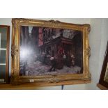 VICTORIAN STREET SCENE IN GILT FRAME