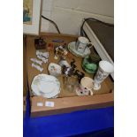 BOX CONTANING CERAMIC ITEMS INCLUDING MELBA WARE SIDE PLATES, CONTINENTAL PORCELAIN MODEL OF A