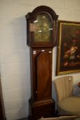 MAHOGANY LONGCASE CLOCK WITH BRASS FACE AND 8-DAY MOVEMENT, 203CM HIGH