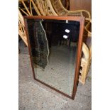 INLAID MAHOGANY RECTANGULAR WALL MIRROR, 74CM WIDE