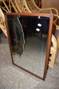 INLAID MAHOGANY RECTANGULAR WALL MIRROR, 74CM WIDE