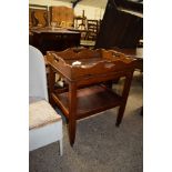 MAHOGANY TWO-TIER TROLLEY WITH TRAY TOP, 61CM WIDE