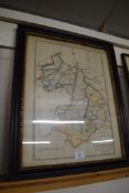 ANTIQUE PARTIALLY HAND COLOURED MAP OF CAMBRIDGESHIRE