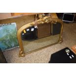 VICTORIAN GILT OVERMANTEL MIRROR, 94CM WIDE