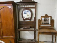 EDWARDIAN MAHOGANY MIRROR BACK HALL STAND, 1M WIDE