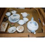 BOX OF TEA WARES INCLUDING PART SHELLEY TEA SET IN PATTERN NO 2394