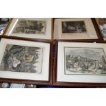 BOX OF ENGRAVINGS AND PRINTS INCLUDING WOOD HAND COLOURED BLOCK ENGRAVING FROM THE ILLUSTRATED