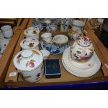 CERAMIC ITEMS INCLUDING THREE ROYAL WORCESTER EVESHAM PATTERN JARS AND COVERS