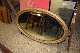 OVAL GILT FRAMED WALL MIRROR, 85CM WIDE