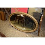 OVAL GILT FRAMED WALL MIRROR, 85CM WIDE