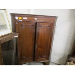 MAHOGANY CORNER CUPBOARD ON BRACKET FEET, 108CM WIDE