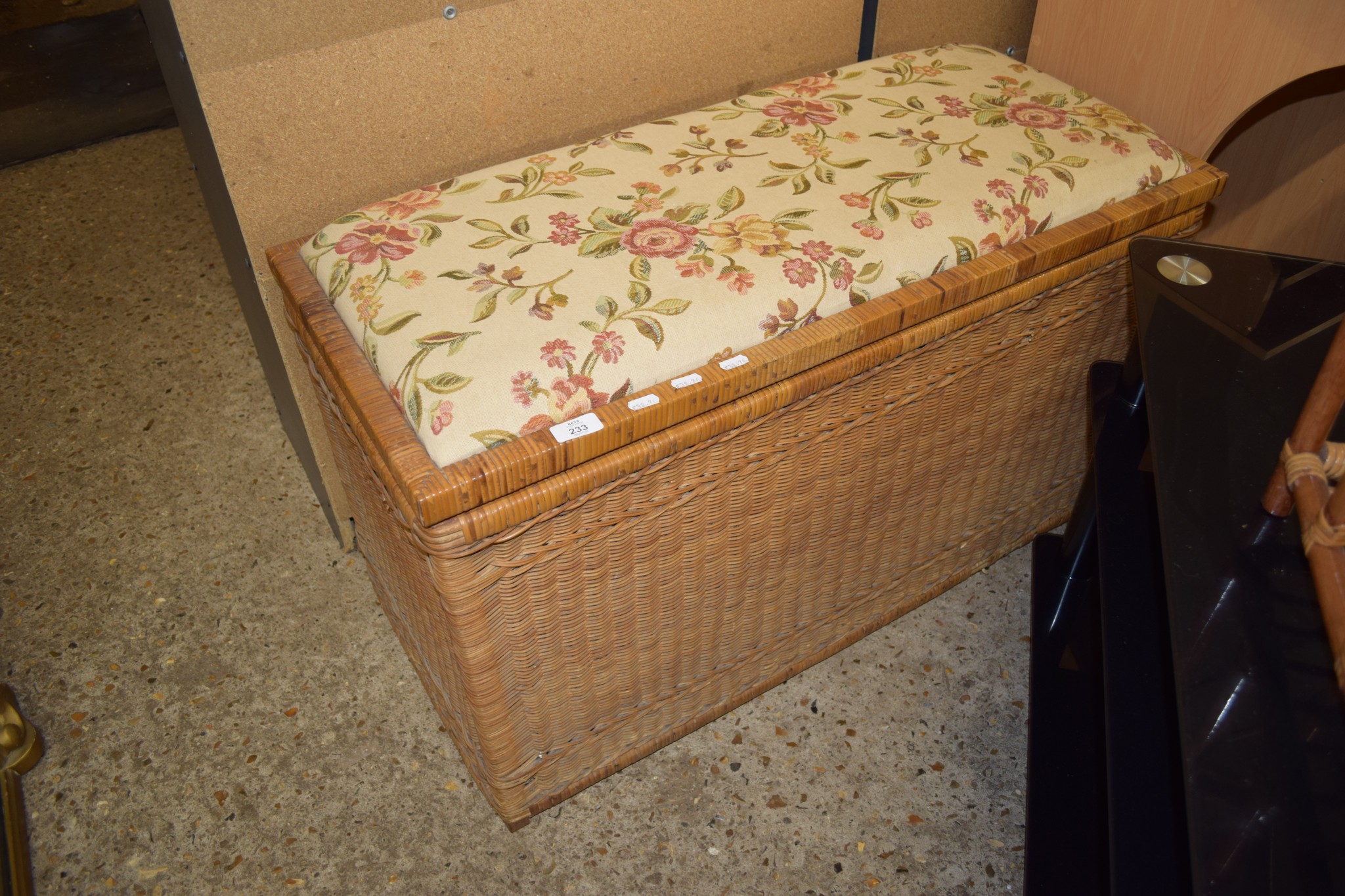 MODERN CANE OTTOMAN, 93CM WIDE