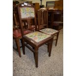 EDWARDIAN DINING CHAIR AND FURTHER BEDROOM CHAIR, EACH WITH UPHOLSTERED SEATS