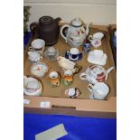 TRAY CONTAINING VARIOUS CERAMIC ITEMS INCLUDING COALPORT CUP AND SAUCER, JAPANESE PORCELAIN TEA POT