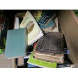 BOX OF MIXED BOOKS INCLUDING A VICTORIAN BIBLE ETC