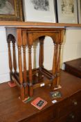 OAK NEST OF THREE TABLES, LARGEST 42CM WIDE