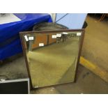 MAHOGANY FRAMED RECTANGULAR WALL MIRROR, 57CM WIDE