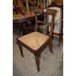 REGENCY MAHOGANY BAR BACK DINING CHAIR WITH CANE SEAT