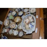 CERAMIC ITEMS INCLUDING 19TH CENTURY LONDON SHAPED TEA CUPS ETC