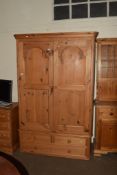 MODERN PINE WARDROBE WITH THREE DRAWERS BELOW, 124CM WIDE