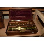 BOX CONTAINING BRASS TELESCOPE AND ACCESSORIES