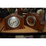 PAIR OF WOODEN MANTEL CLOCKS MADE BY ENFIELD