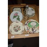 TRAY CONTAINING MAINLY CERAMIC ITEMS INCLUDING PLATES BY VILLEROY & BOCH DECORATED WITH A KAKIEMON