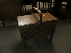 LATE 20TH CENTURY FOLDING WORK BOX, 45CM WIDE