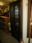 DARK OAK REPRODUCTION CORNER CABINET WITH GLAZED TOP, 72CM WIDE