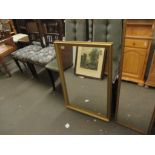 MODERN GILT FRAMED WALL MIRROR, 58CM WIDE