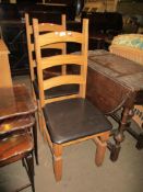 PAIR OF PINE LADDERBACK KITCHEN CHAIRS