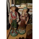 PAIR OF PAINTED SPELTER FIGURES OF A EUROPEAN COUPLE