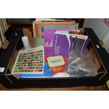 BOX CONTAINING VARIOUS SEWING AND NEEDLEWORK ITEMS INCLUDING BOOKS ON NEEDLEWORK