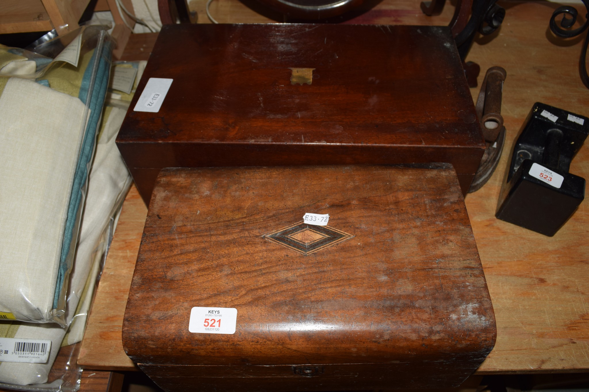 VICTORIAN MAHOGANY WRITING BOX PLUS ONE FURTHER