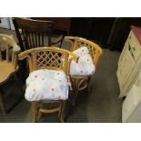 PAIR OF MODERN CANE KITCHEN CHAIRS