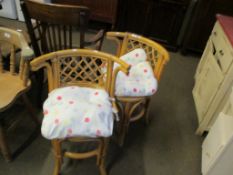 PAIR OF MODERN CANE KITCHEN CHAIRS