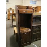 STAINED PINE CABINET WITH SINGLE DRAWER OVER CUPBOARD, 50CM WIDE