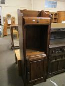 STAINED PINE CABINET WITH SINGLE DRAWER OVER CUPBOARD, 50CM WIDE