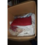 BOX CONTAINING VARIOUS CUSHIONS AND FABRICS