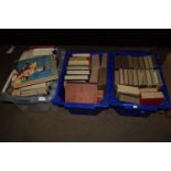 THREE BOXES OF BOOKS, MAINLY HARDBACK, VARIOUS TITLES INCLUDING HUTCHINSONS BOYS ANNUAL ETC