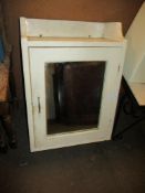 WHITE PAINTED GLAZED FRONT BATHROOM CABINET, 42CM WIDE